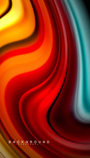 Abstraktní vlnové čáry tekutina duha styl barevné pruhy na černém pozadí — Stockový vektor