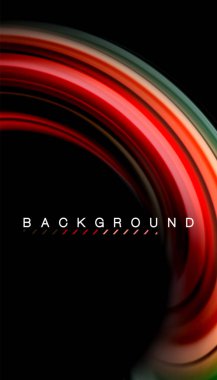 Siyah arkaplanda soyut dalga çizgileri sıvı gökkuşağı stili renk çizgileri