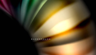 Siyah arkaplanda soyut dalga çizgileri sıvı gökkuşağı stili renk çizgileri