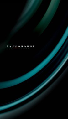 Siyah arkaplanda soyut dalga çizgileri sıvı gökkuşağı stili renk çizgileri