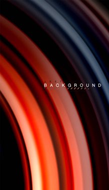 Siyah arkaplanda soyut dalga çizgileri sıvı gökkuşağı stili renk çizgileri