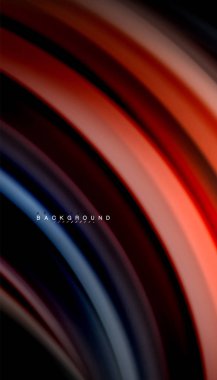 Siyah arkaplanda soyut dalga çizgileri sıvı gökkuşağı stili renk çizgileri