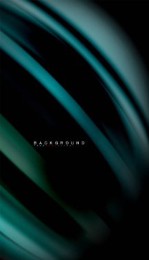 Siyah arkaplanda soyut dalga çizgileri sıvı gökkuşağı stili renk çizgileri