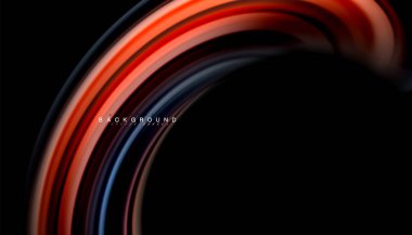 Dalga satırları sıvı gökkuşağı tarzı renk çizgili siyah arka plan üzerine soyut. Sunum, app duvar kağıdı, başlık sayfası veya poster için sanatsal illüstrasyon vektör