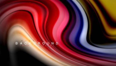 Siyah arkaplanda soyut dalga çizgileri sıvı gökkuşağı stili renk çizgileri