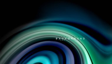 Siyah arkaplanda soyut dalga çizgileri sıvı gökkuşağı stili renk çizgileri