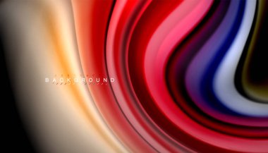 Siyah arkaplanda soyut dalga çizgileri sıvı gökkuşağı stili renk çizgileri