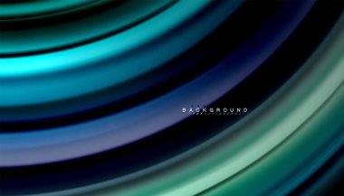 Siyah arkaplanda soyut dalga çizgileri sıvı gökkuşağı stili renk çizgileri