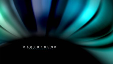 Siyah arkaplanda soyut dalga çizgileri sıvı gökkuşağı stili renk çizgileri