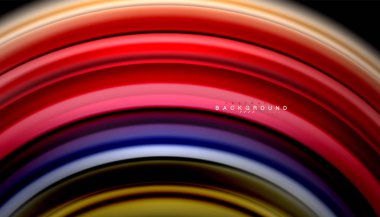 Siyah arkaplanda soyut dalga çizgileri sıvı gökkuşağı stili renk çizgileri