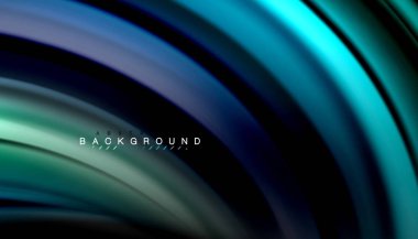 Siyah arkaplanda soyut dalga çizgileri sıvı gökkuşağı stili renk çizgileri