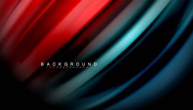 Siyah arkaplanda soyut dalga çizgileri sıvı gökkuşağı stili renk çizgileri