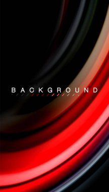 Siyah arkaplanda soyut dalga çizgileri sıvı gökkuşağı stili renk çizgileri