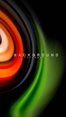 Siyah arkaplanda soyut dalga çizgileri sıvı gökkuşağı stili renk çizgileri