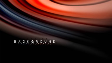 Siyah arkaplanda soyut dalga çizgileri sıvı gökkuşağı stili renk çizgileri