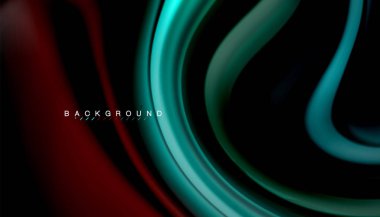 Siyah arkaplanda soyut dalga çizgileri sıvı gökkuşağı stili renk çizgileri