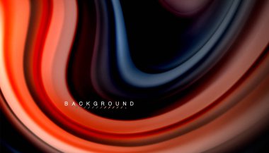 Siyah arkaplanda soyut dalga çizgileri sıvı gökkuşağı stili renk çizgileri