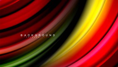 Siyah arkaplanda soyut dalga çizgileri sıvı gökkuşağı stili renk çizgileri