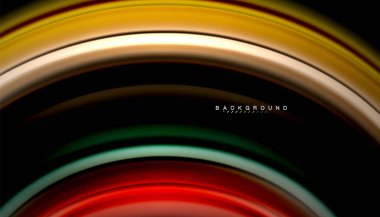 Siyah arkaplanda soyut dalga çizgileri sıvı gökkuşağı stili renk çizgileri