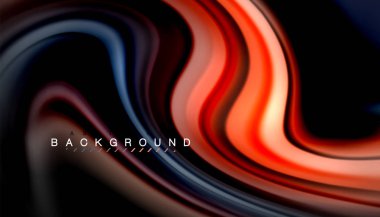 Siyah arkaplanda soyut dalga çizgileri sıvı gökkuşağı stili renk çizgileri