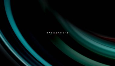 Siyah arkaplanda soyut dalga çizgileri sıvı gökkuşağı stili renk çizgileri