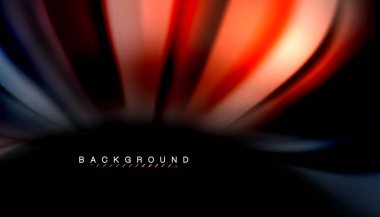 Siyah arkaplanda soyut dalga çizgileri sıvı gökkuşağı stili renk çizgileri