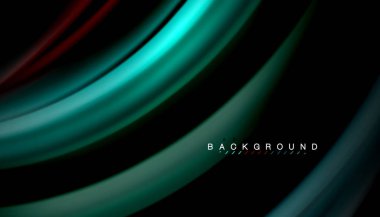 Siyah arkaplanda soyut dalga çizgileri sıvı gökkuşağı stili renk çizgileri