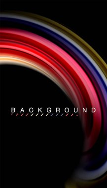 Siyah arkaplanda soyut dalga çizgileri sıvı gökkuşağı stili renk çizgileri