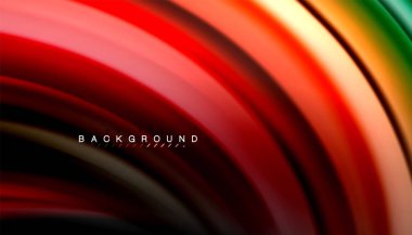 Siyah arkaplanda soyut dalga çizgileri sıvı gökkuşağı stili renk çizgileri