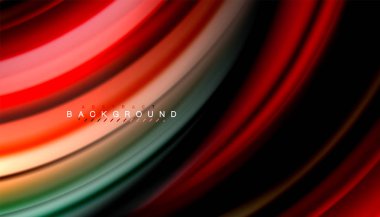 Siyah arkaplanda soyut dalga çizgileri sıvı gökkuşağı stili renk çizgileri