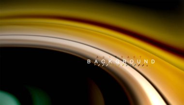 Siyah arkaplanda soyut dalga çizgileri sıvı gökkuşağı stili renk çizgileri