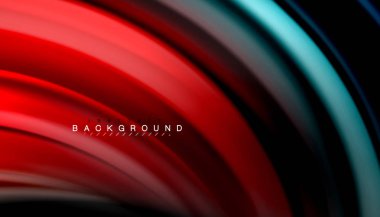 Siyah arkaplanda soyut dalga çizgileri sıvı gökkuşağı stili renk çizgileri