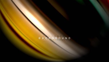 Siyah arkaplanda soyut dalga çizgileri sıvı gökkuşağı stili renk çizgileri