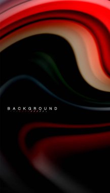 Siyah arkaplanda soyut dalga çizgileri sıvı gökkuşağı stili renk çizgileri