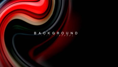 Siyah arkaplanda soyut dalga çizgileri sıvı gökkuşağı stili renk çizgileri