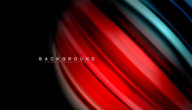 Siyah arkaplanda soyut dalga çizgileri sıvı gökkuşağı stili renk çizgileri