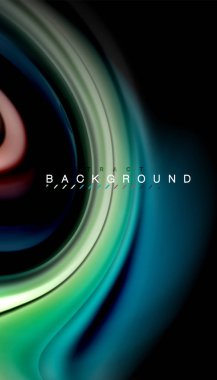 Siyah arkaplanda soyut dalga çizgileri sıvı gökkuşağı stili renk çizgileri