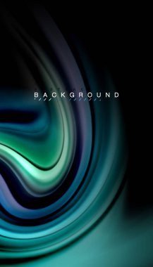 Siyah arkaplanda soyut dalga çizgileri sıvı gökkuşağı stili renk çizgileri