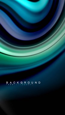 Dalga satırları sıvı gökkuşağı tarzı renk çizgili siyah arka plan üzerine soyut. Sunum, app duvar kağıdı, başlık sayfası veya poster için sanatsal illüstrasyon vektör