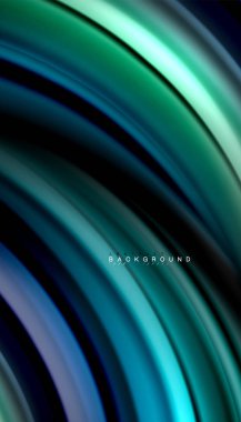 Siyah arkaplanda soyut dalga çizgileri sıvı gökkuşağı stili renk çizgileri