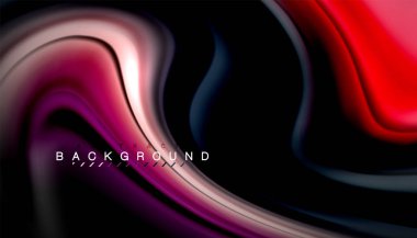 Siyah arkaplanda soyut dalga çizgileri sıvı gökkuşağı stili renk çizgileri