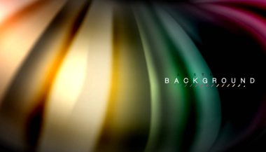 Siyah arkaplanda soyut dalga çizgileri sıvı gökkuşağı stili renk çizgileri