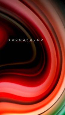 Siyah arkaplanda soyut dalga çizgileri sıvı gökkuşağı stili renk çizgileri