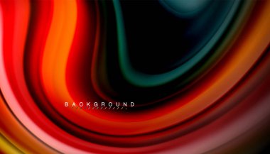 Siyah arkaplanda soyut dalga çizgileri sıvı gökkuşağı stili renk çizgileri