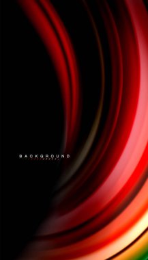 Siyah arkaplanda soyut dalga çizgileri sıvı gökkuşağı stili renk çizgileri