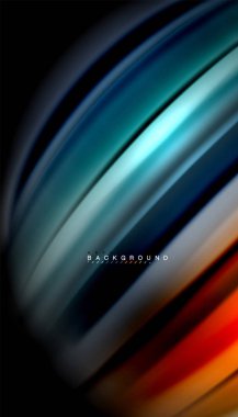 Siyah arkaplanda soyut dalga çizgileri sıvı gökkuşağı stili renk çizgileri