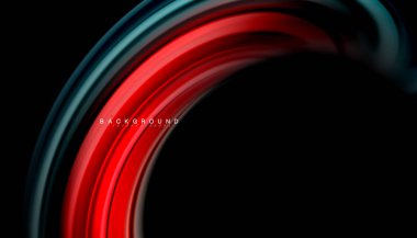 Siyah arkaplanda soyut dalga çizgileri sıvı gökkuşağı stili renk çizgileri