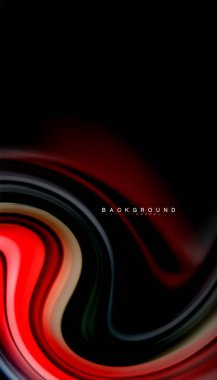 Siyah arkaplanda soyut dalga çizgileri sıvı gökkuşağı stili renk çizgileri