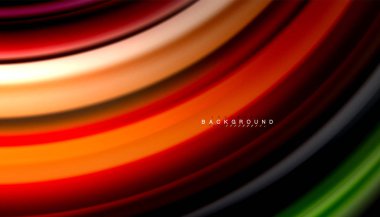 Siyah arkaplanda soyut dalga çizgileri sıvı gökkuşağı stili renk çizgileri