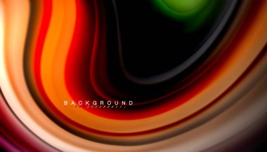 Siyah arkaplanda soyut dalga çizgileri sıvı gökkuşağı stili renk çizgileri